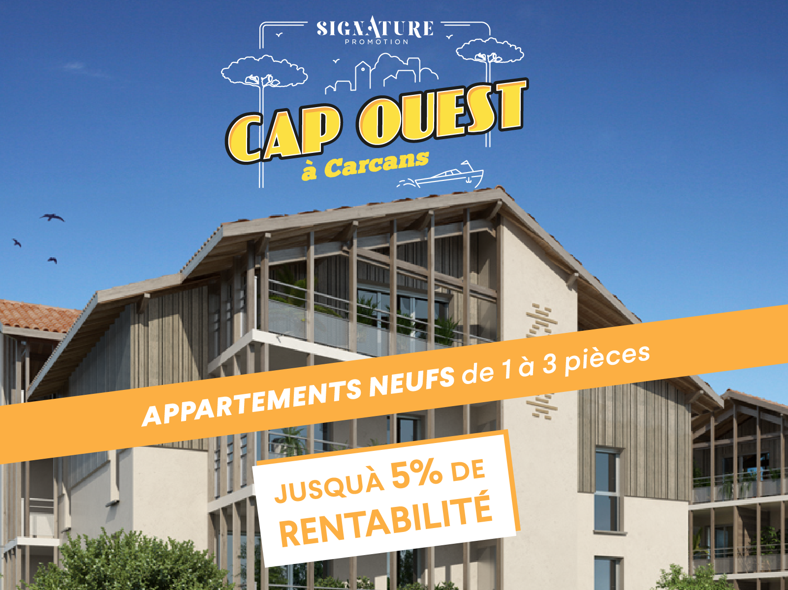 jusqu'à 5% de rentabilité locative à Carcans avec les appartements neufs CAP OUEST